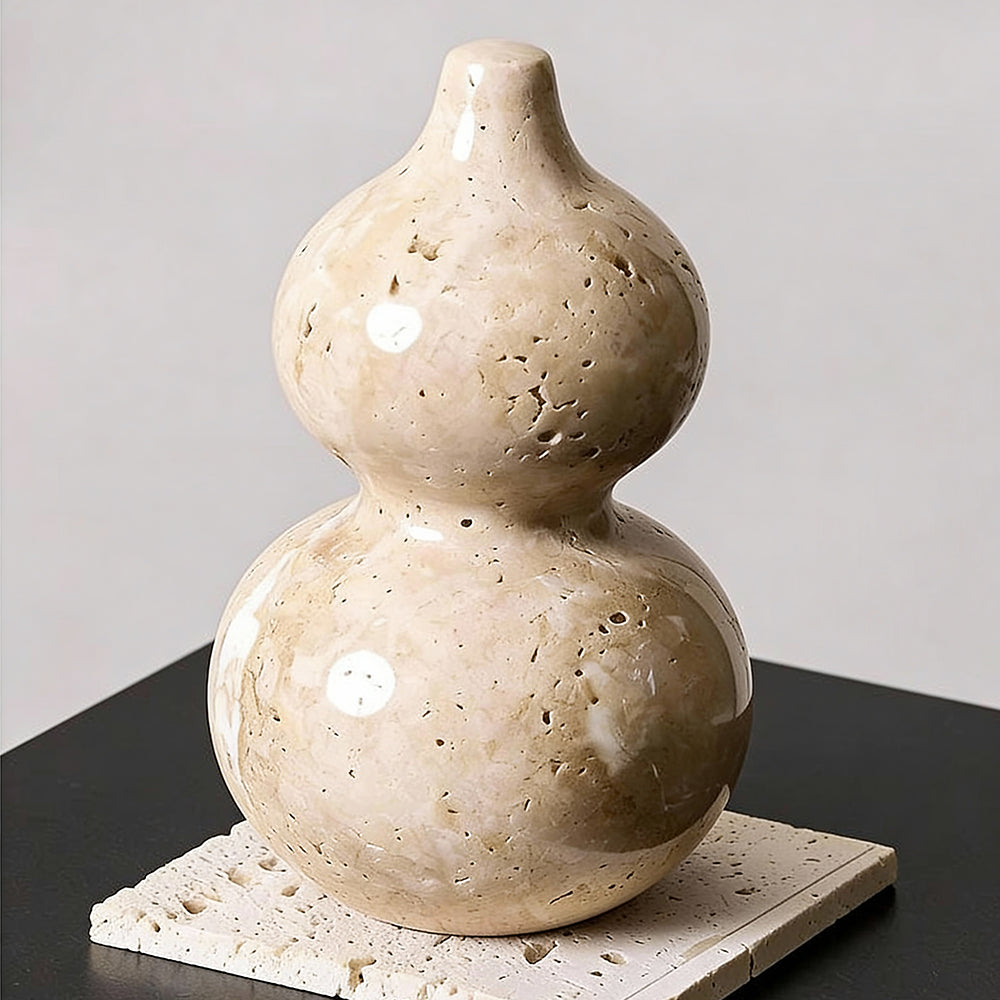 Natural Marble Gourd Ornament - Handmade Minimalist Home Decor