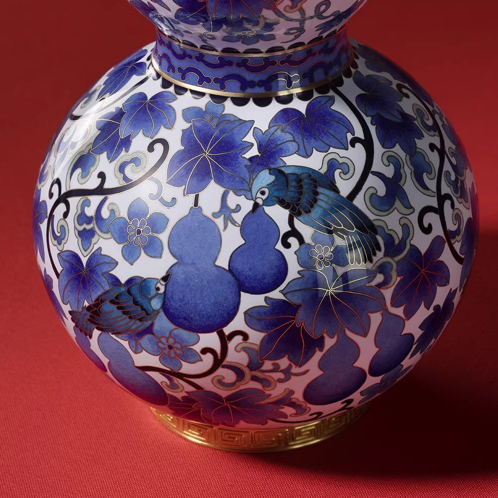 Imperial Blue Cloisonné Art Piece