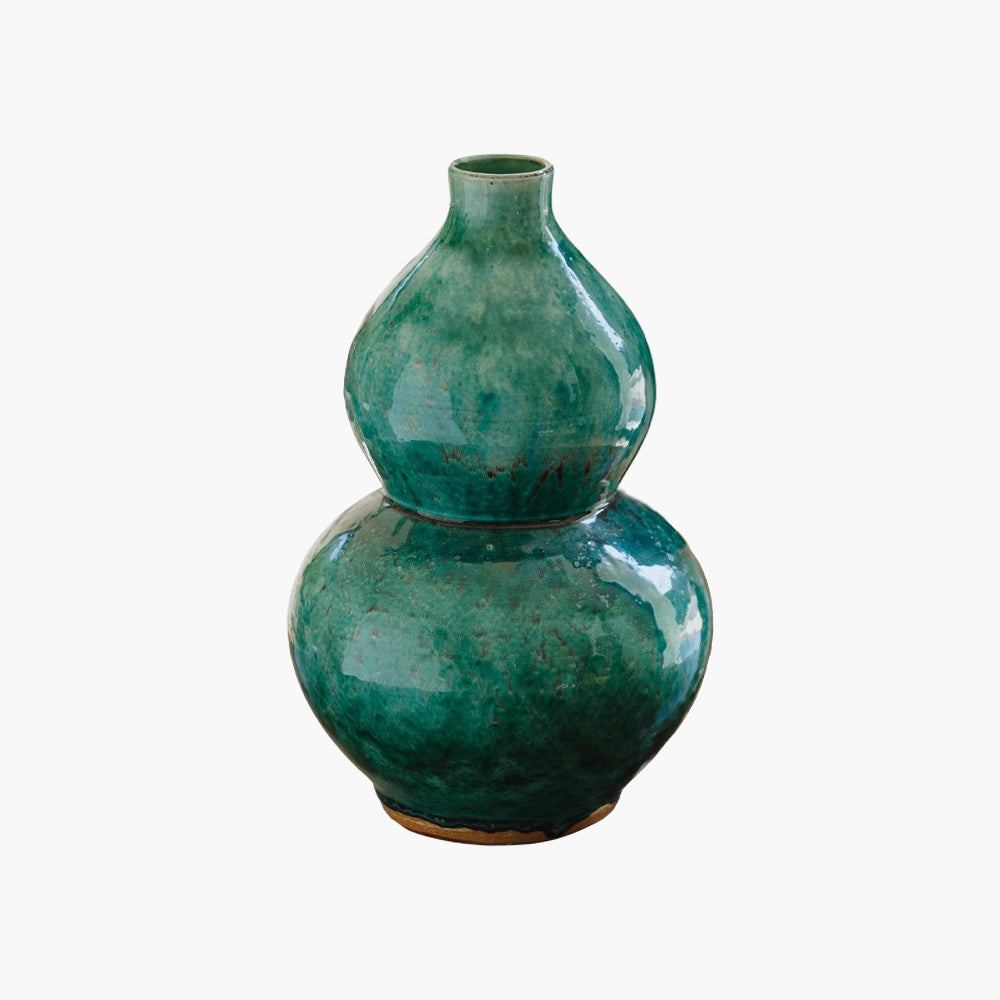 Handcrafted Celadon Gourd Decor with Crackle Glaze | Auspicious Chinese Decor