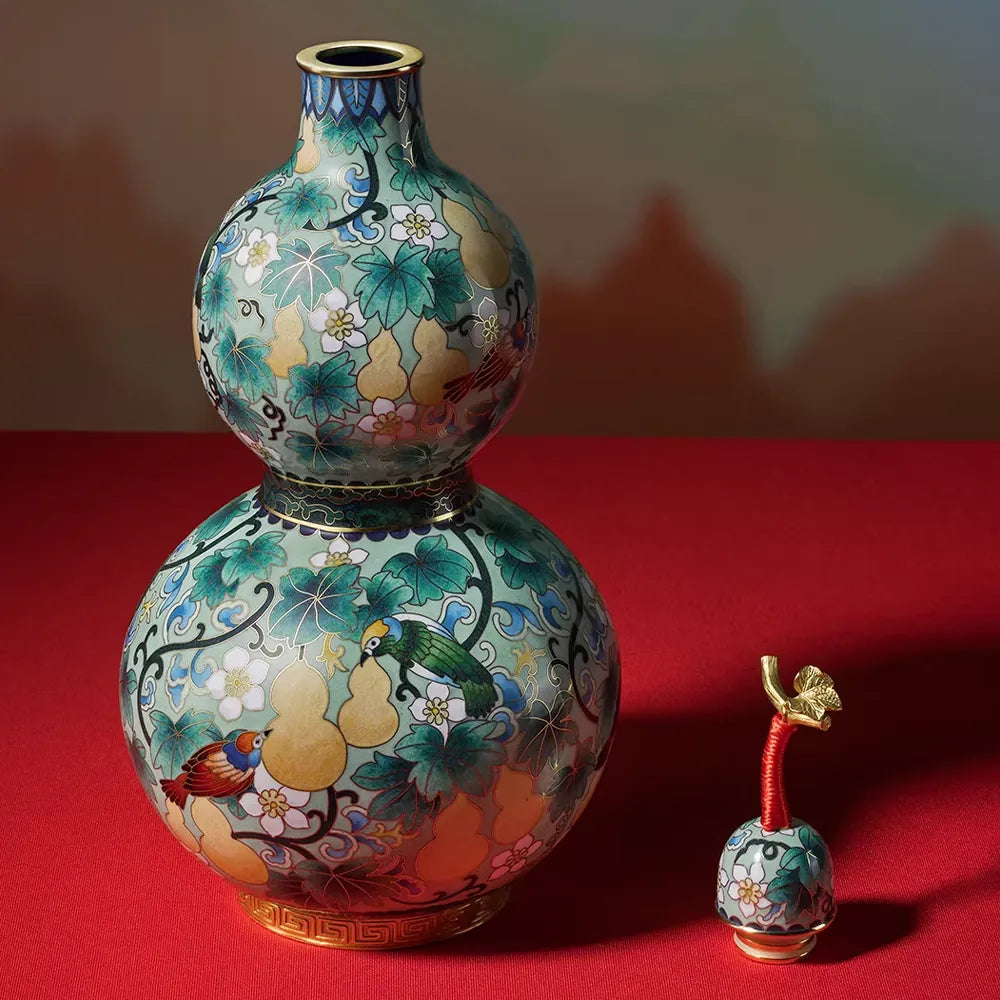 Verdant Garden Cloisonné Art Piece