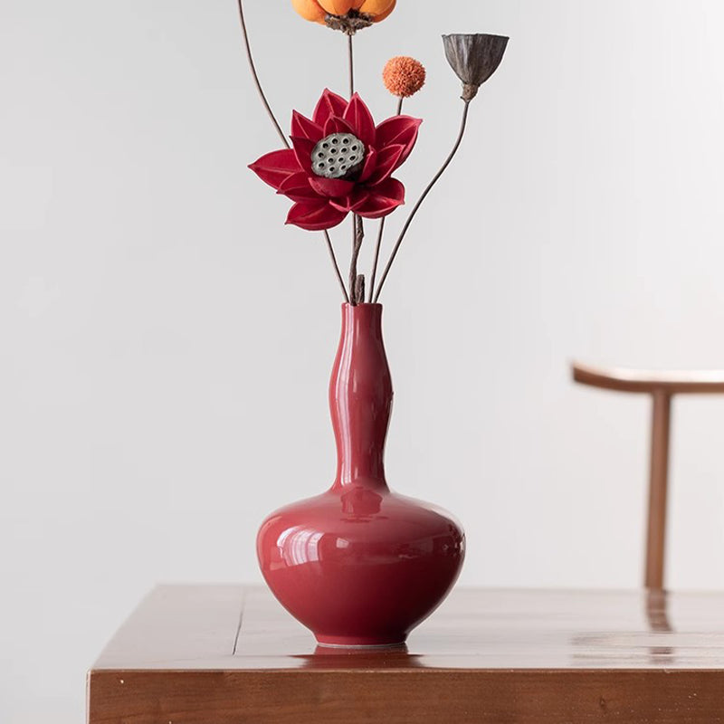 Red-Glazed Ceramic Vase