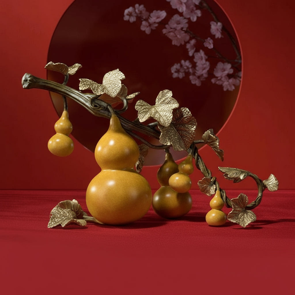 5-Piece Copper Gourd Desktop Decor