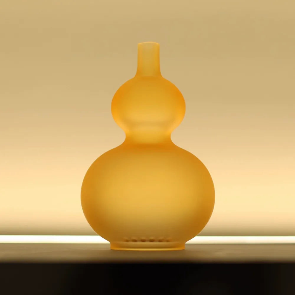 Frosted Yellow Gourd Shade & Ginger Glaze Candlestick Set | Luxury Home Decor Lampshade&Candlestick Set