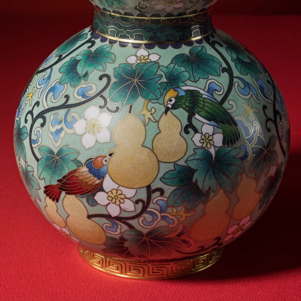 Verdant Garden Cloisonné Art Piece