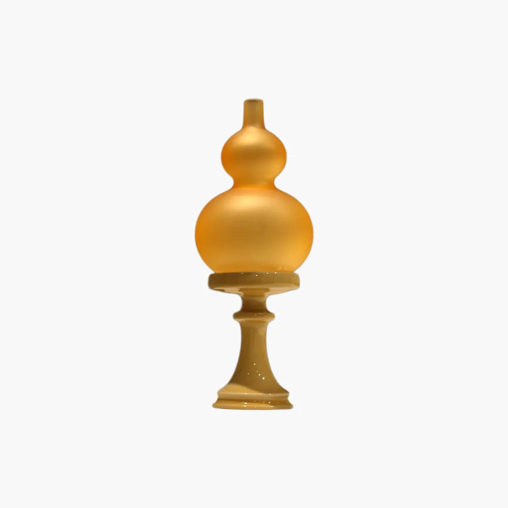 Frosted Yellow Gourd Shade & Ginger Glaze Candlestick Set | Luxury Home Decor Lampshade&Candlestick Set