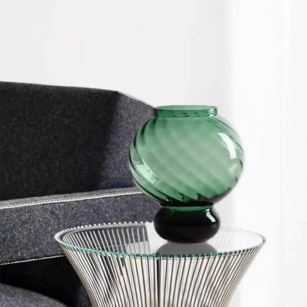 Twisted Gourd-Shaped Glass Vase with Stem Base – Decorative Vase for Home Decor