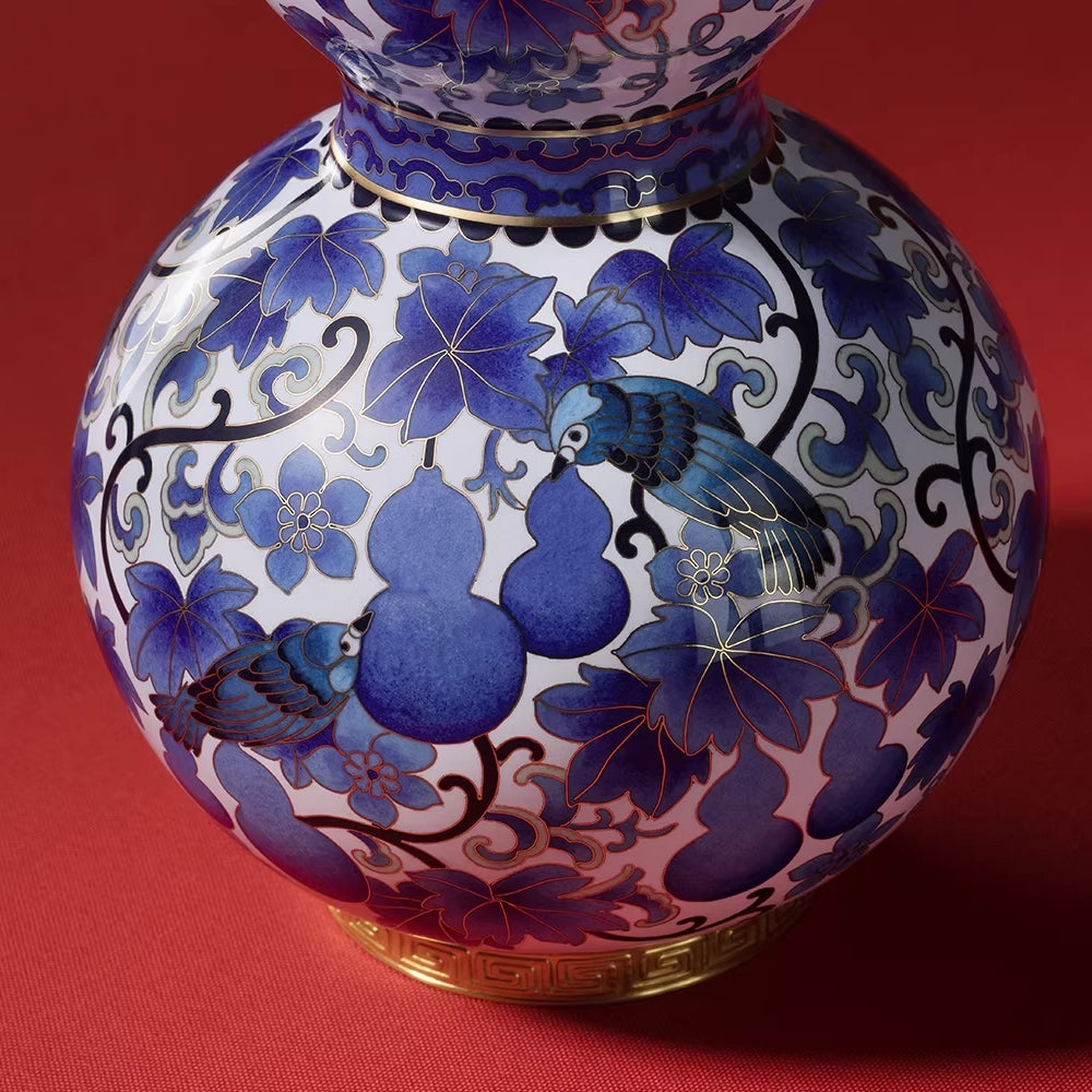 Imperial Blue Cloisonné Art Piece