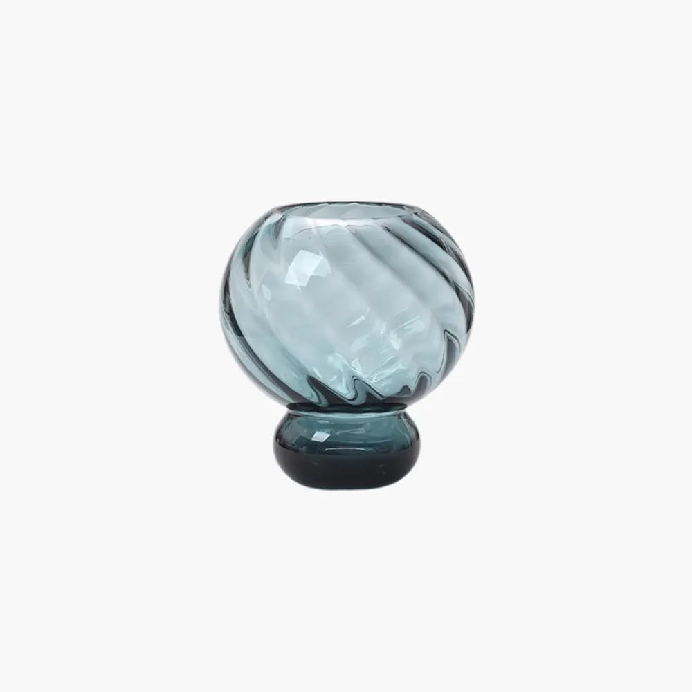 Twisted Gourd-Shaped Glass Vase with Stem Base – Decorative Vase for Home Decor