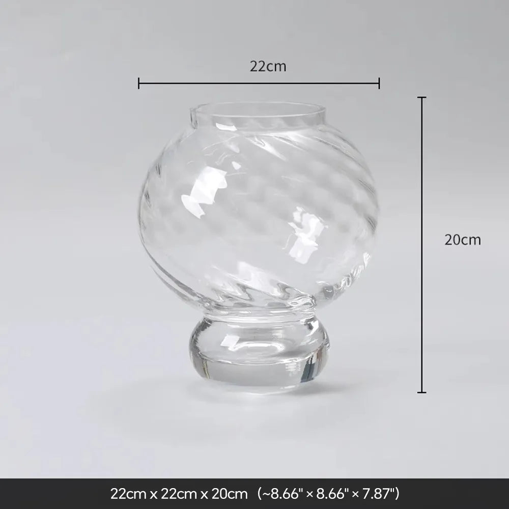 Twisted Gourd-Shaped Glass Vase with Stem Base – Decorative Vase for Home Decor