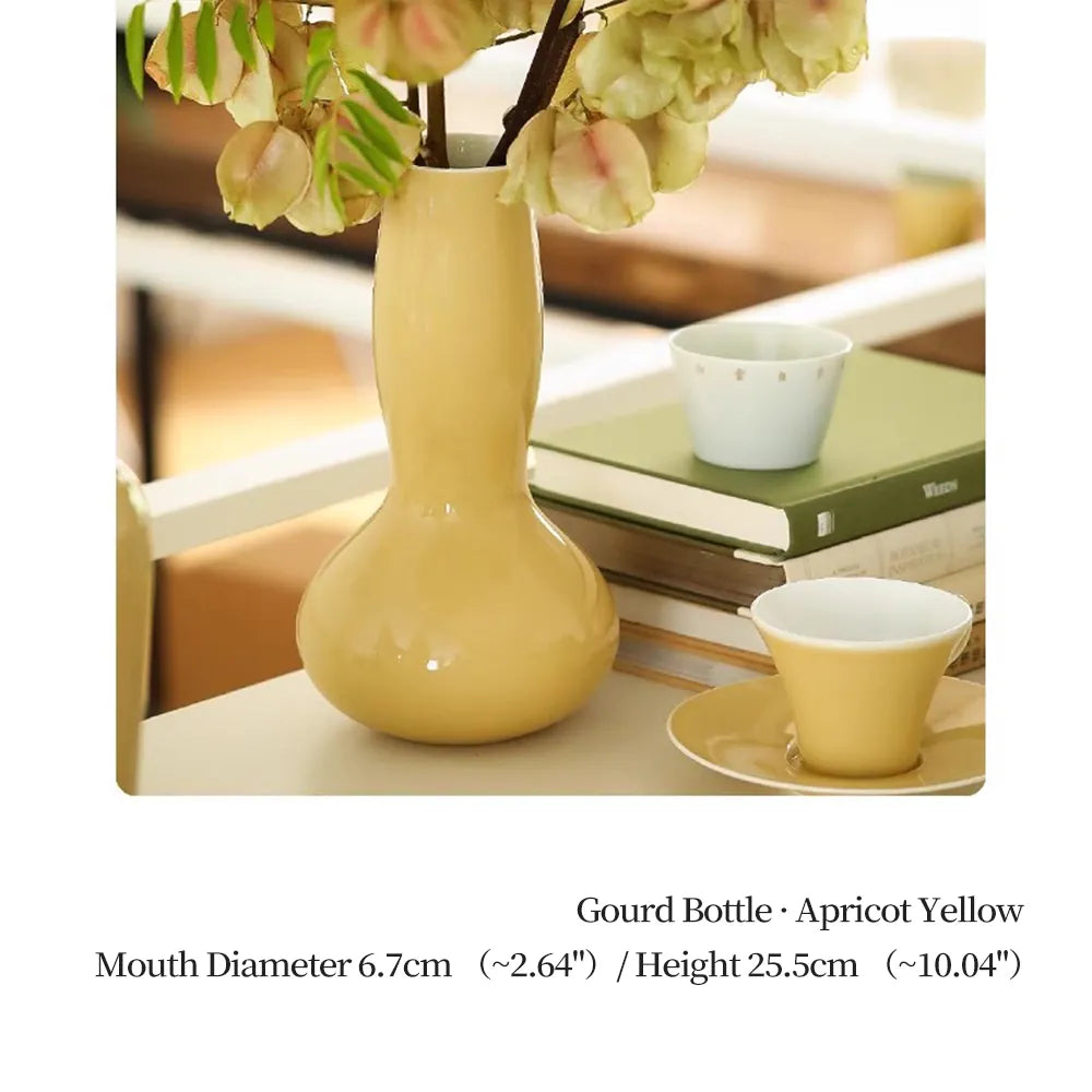 HOOHLU Vase Modern Ceramic Gourd Vase - 10 Inch Glazed Flower Vessel for Home Decor