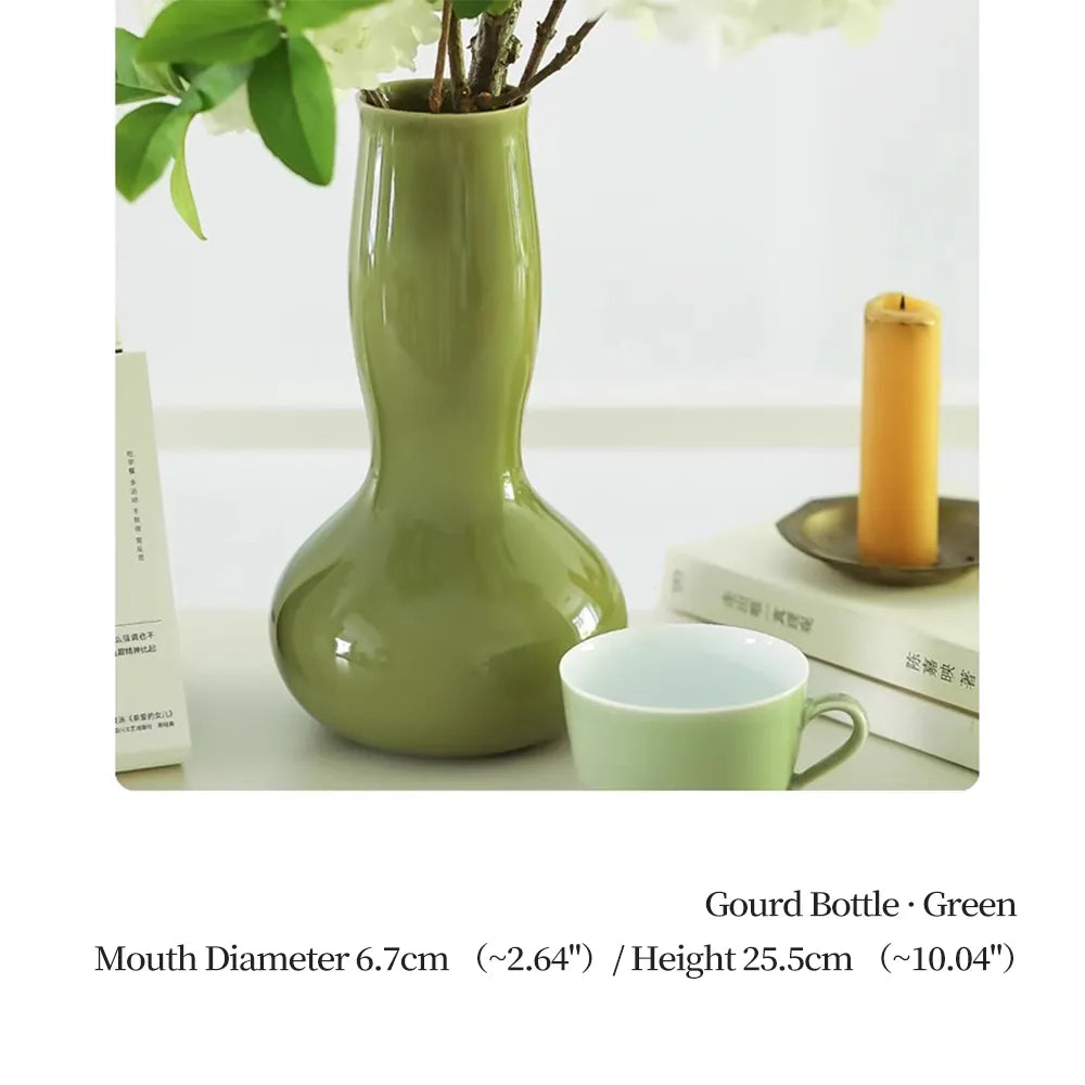 HOOHLU Vase Modern Ceramic Gourd Vase - 10 Inch Glazed Flower Vessel for Home Decor