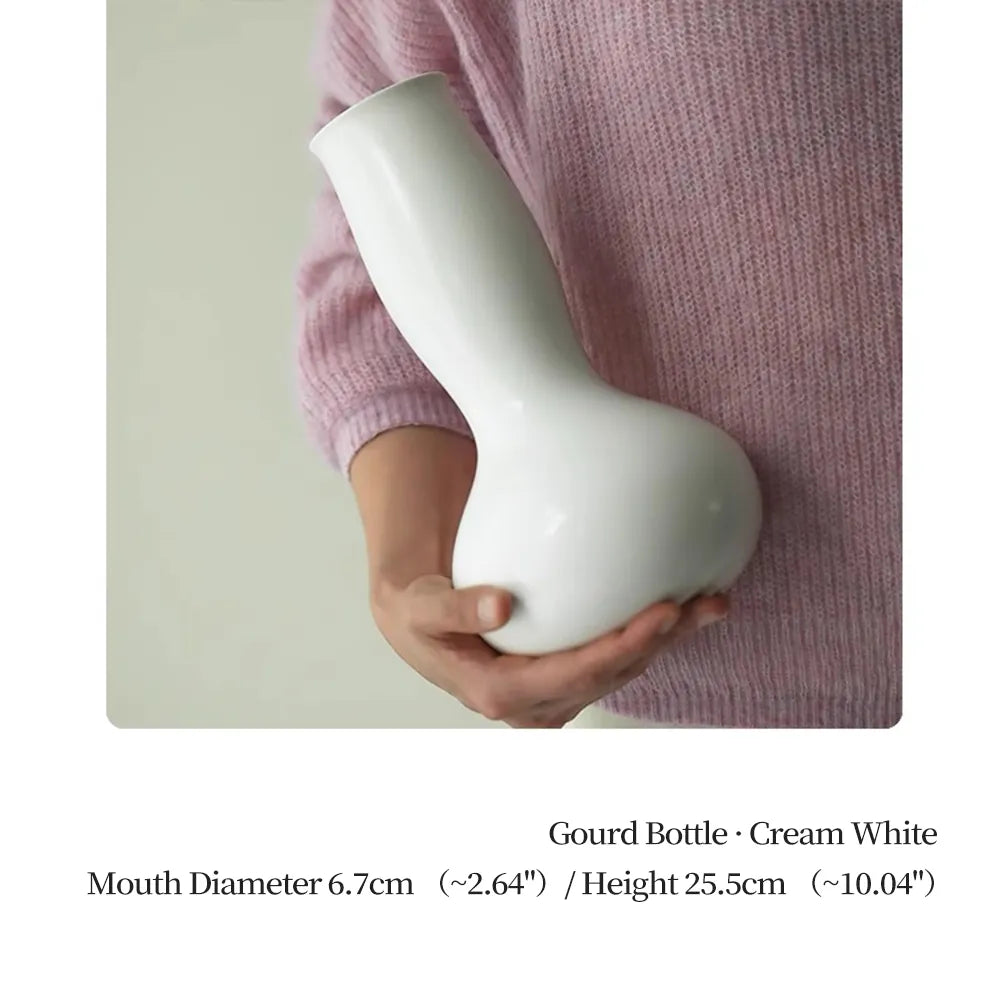 HOOHLU Vase Modern Ceramic Gourd Vase - 10 Inch Glazed Flower Vessel for Home Decor