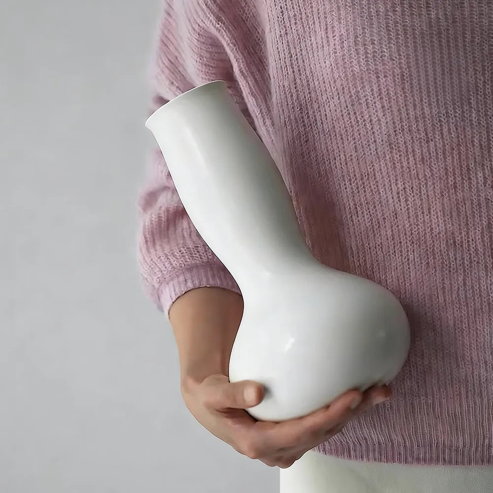 HOOHLU Vase Modern Ceramic Gourd Vase - 10 Inch Glazed Flower Vessel for Home Decor