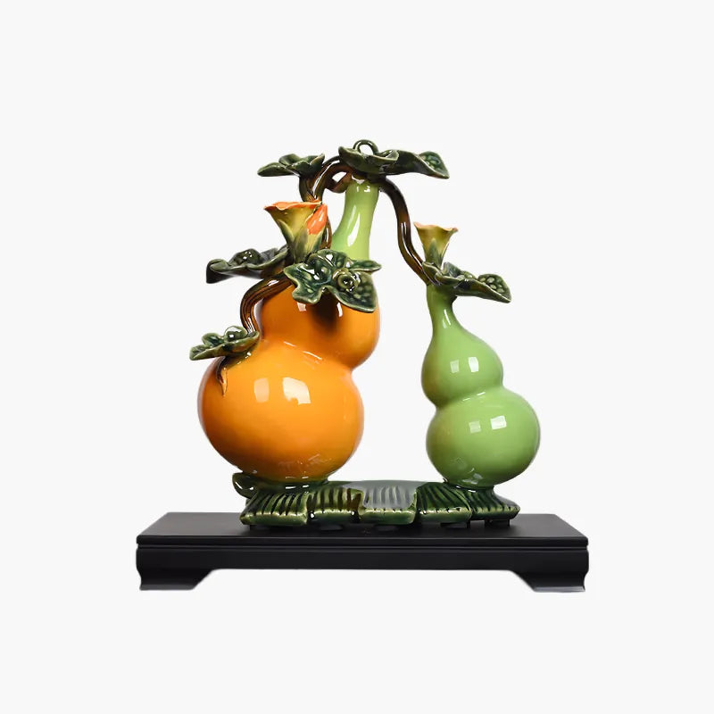 Ceramic Gourd Ornament Handicraft Gift Set with Base