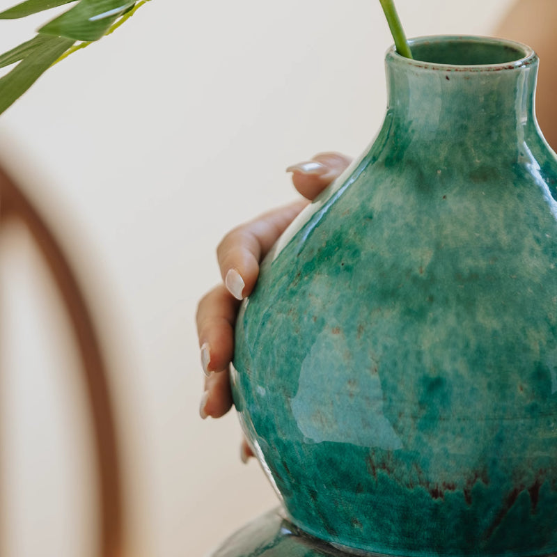 Handcrafted Celadon Gourd Decor with Crackle Glaze | Auspicious Chinese Decor