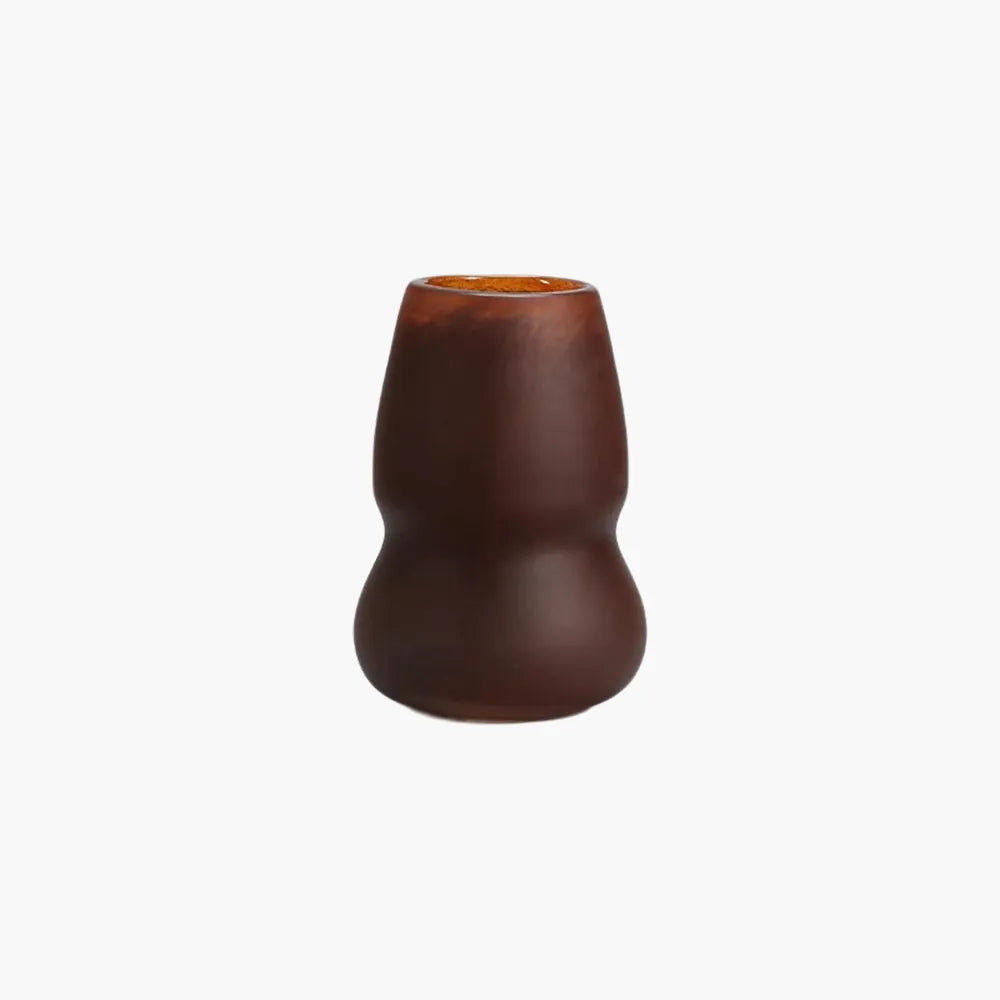 Modern Art Glass Vase - Frosted Brown Bottle Vase