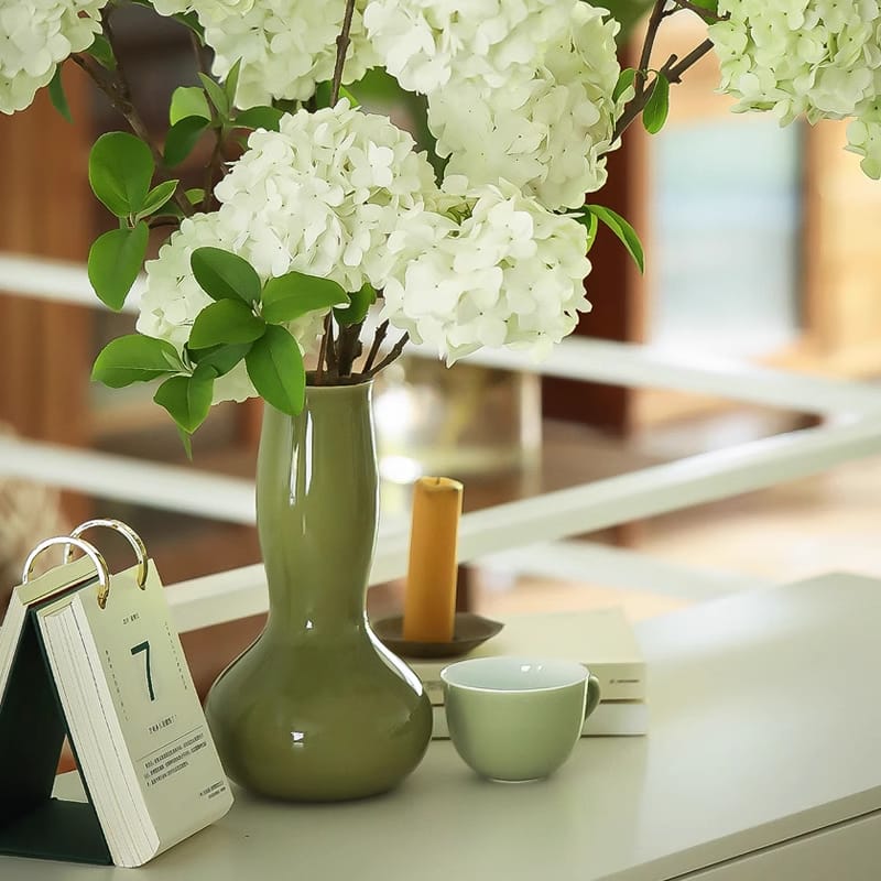 HOOHLU Vase Modern Ceramic Gourd Vase - 10 Inch Glazed Flower Vessel for Home Decor