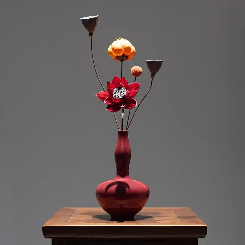 Red-Glazed Ceramic Vase