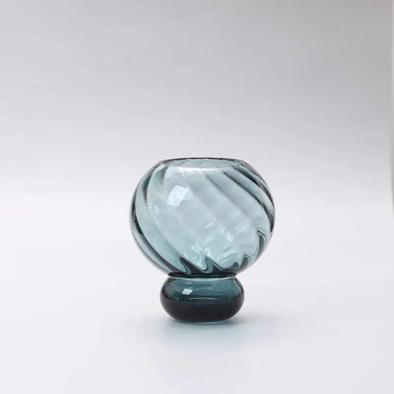 Twisted Gourd-Shaped Glass Vase with Stem Base – Decorative Vase for Home Decor