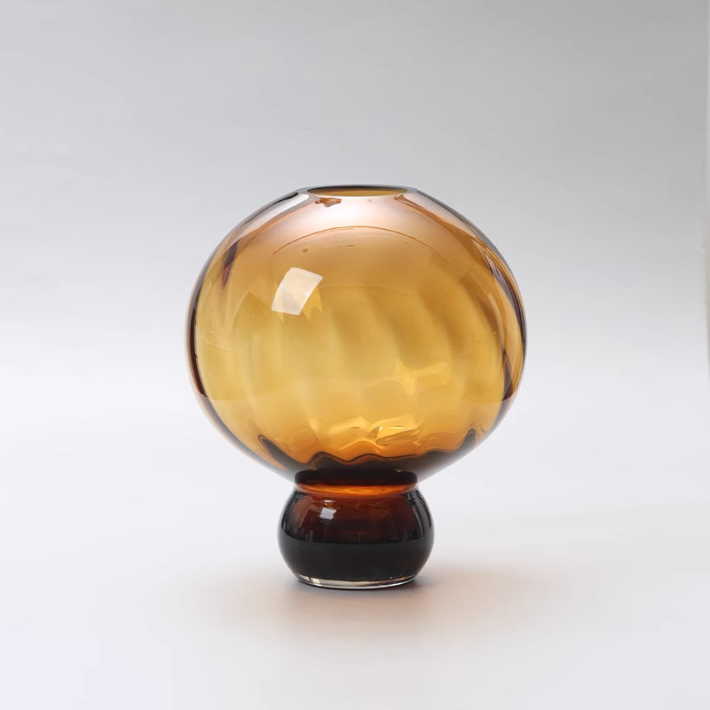 Twisted Gourd-Shaped Glass Vase with Stem Base – Decorative Vase for Home Decor