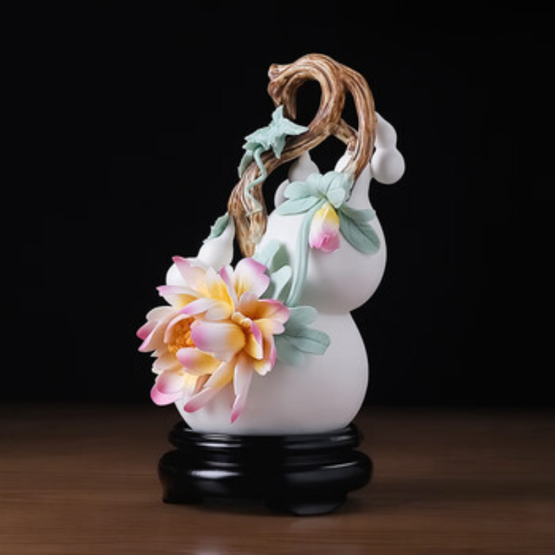 Pink-Yellow Ceramic Gourd Ornament