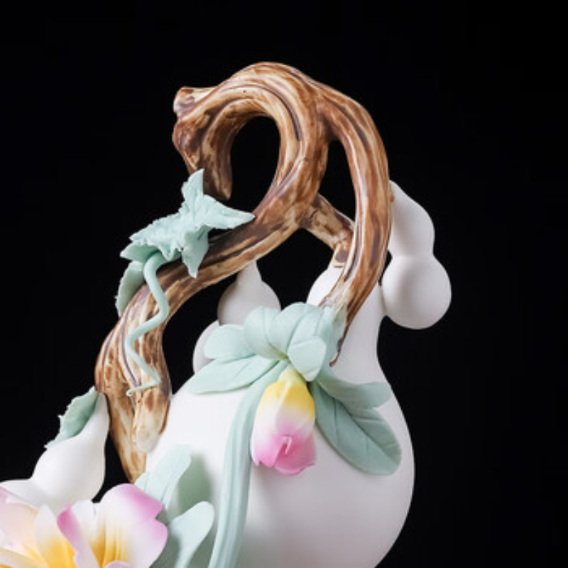 Pink-Yellow Ceramic Gourd Ornament