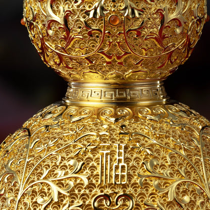 Zucca in filigrana placcata in oro