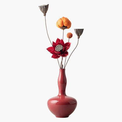 Red-Glazed Ceramic Vase