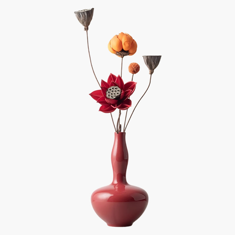 Red-Glazed Ceramic Vase