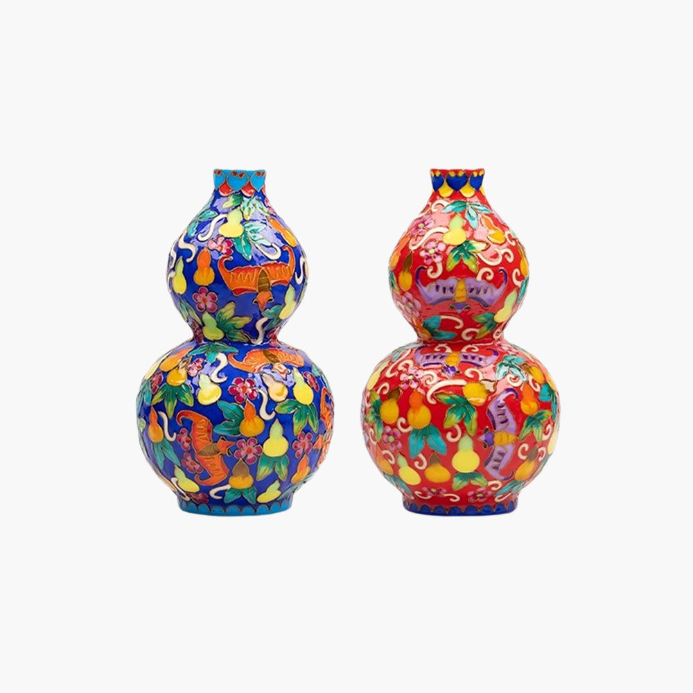 Enameled Porcelain Gourd Decor | Luxury Porcelain Home Decor