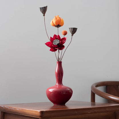 Red-Glazed Ceramic Vase