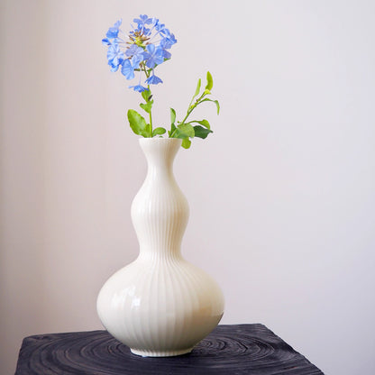 Handmade White Ceramic Vase - Minimalist Modern Flower Vase for Home Decor