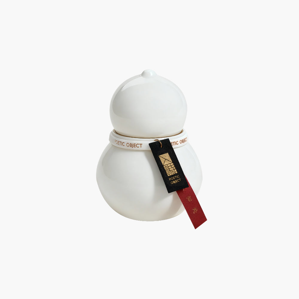 Dehua White Porcelain Scented Candle with Gold Rim - Minimalist Zen Home Decor & Fresh Herb Fragrance