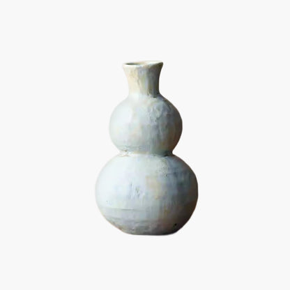 Rustic Wabi-Sabi Ceramic Vase - 21cm Handcrafted Gourd Shape