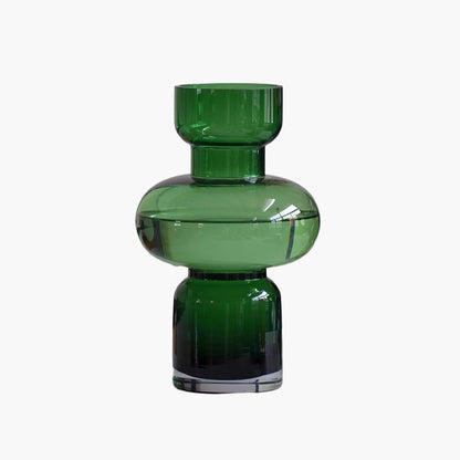 Green Gourd-Shaped Stacked Glass Vase - Modern Table Centerpiece