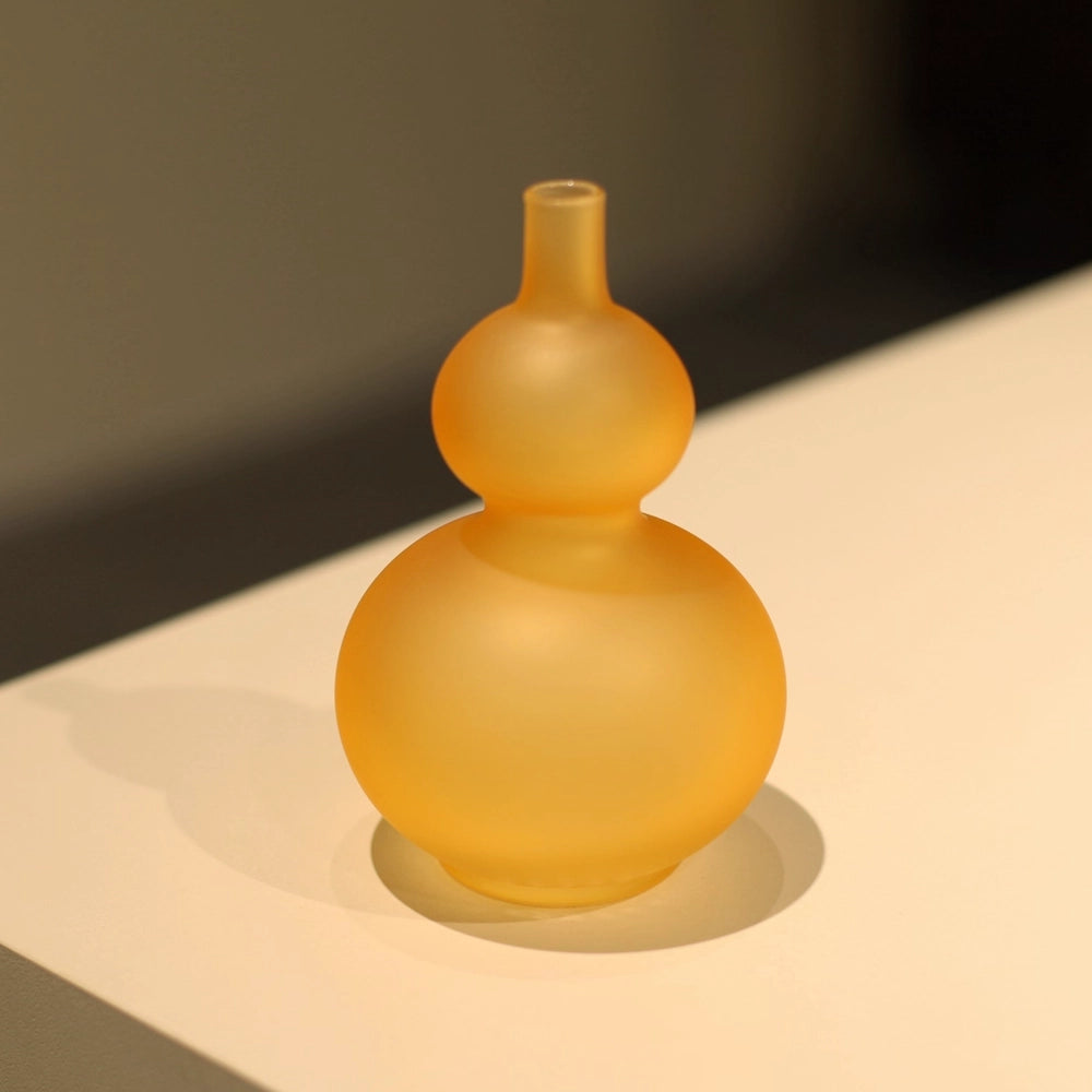 Frosted Yellow Gourd Shade & Ginger Glaze Candlestick Set | Luxury Home Decor