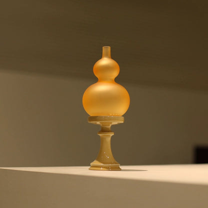 Frosted Yellow Gourd Shade & Ginger Glaze Candlestick Set | Luxury Home Decor