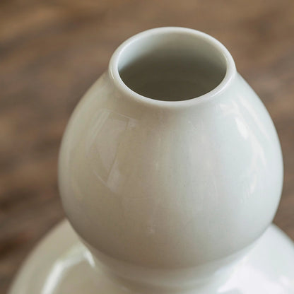 Handmade White Ceramic Gourd Vase | Smooth Glaze Minimalist Home Decor