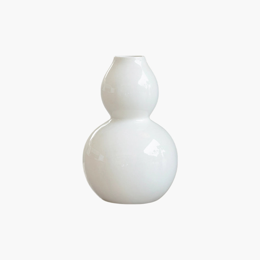 Handmade White Ceramic Gourd Vase | Smooth Glaze Minimalist Home Decor