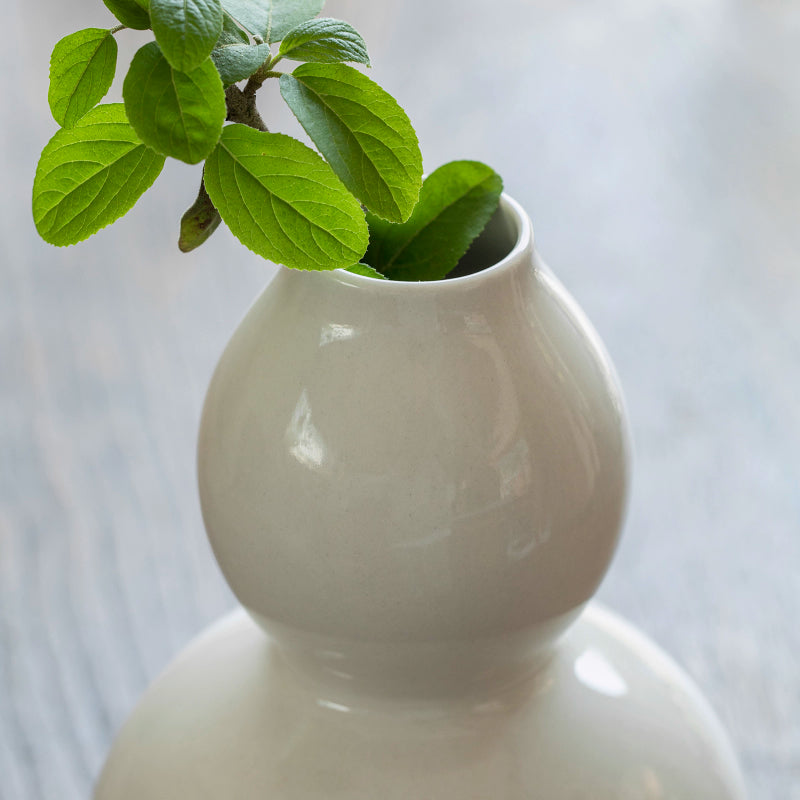 Handmade White Ceramic Gourd Vase | Smooth Glaze Minimalist Home Decor