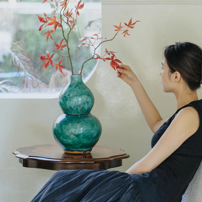 Handcrafted Celadon Gourd Decor with Crackle Glaze | Auspicious Chinese Decor