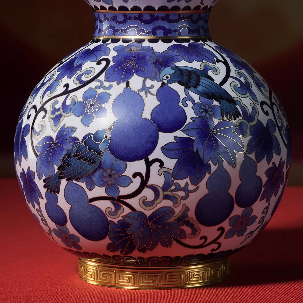Imperial Blue Cloisonné Art Piece