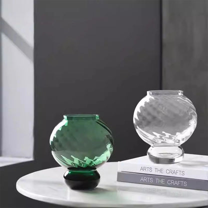 Twisted Gourd-Shaped Glass Vase with Stem Base – Decorative Vase for Home Decor