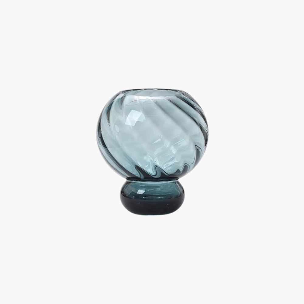 Twisted Gourd-Shaped Glass Vase with Stem Base – Decorative Vase for Home Decor