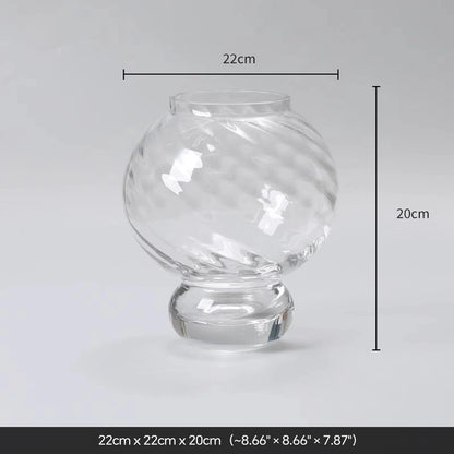 Twisted Gourd-Shaped Glass Vase with Stem Base – Decorative Vase for Home Decor