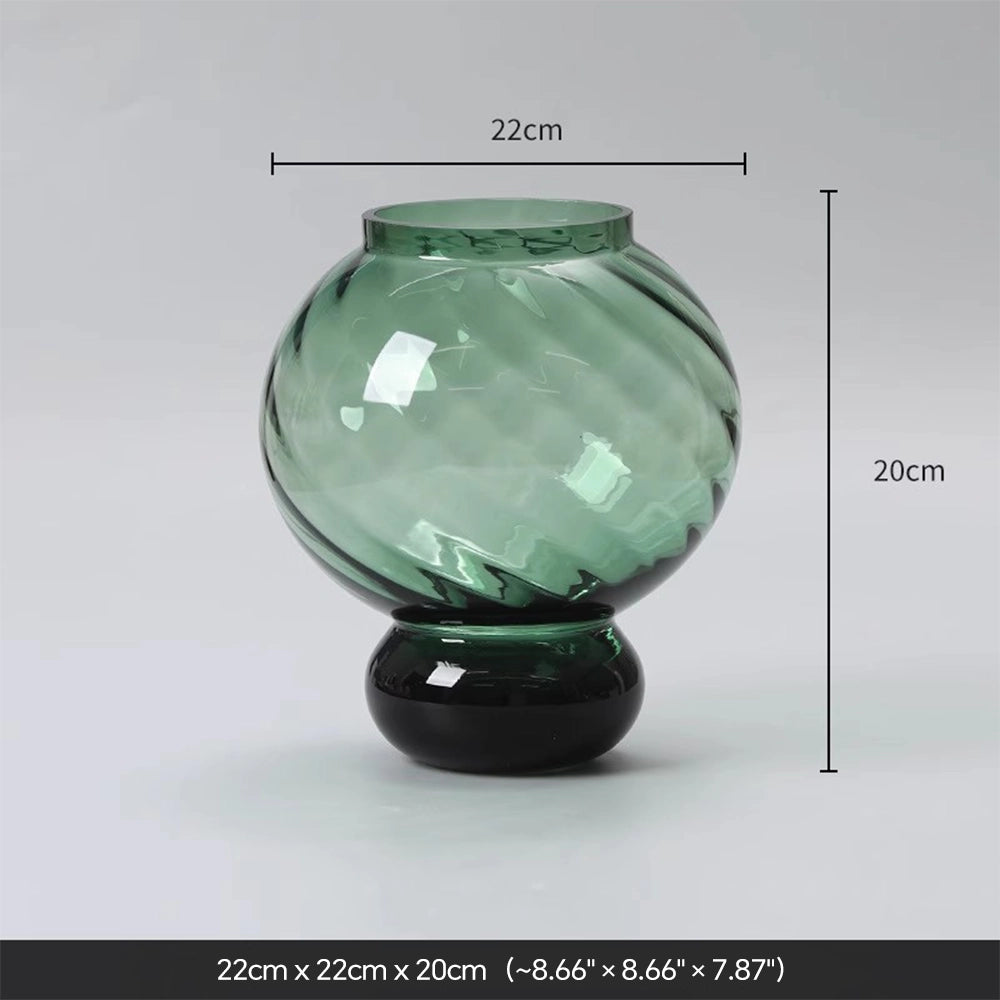 Twisted Gourd-Shaped Glass Vase with Stem Base – Decorative Vase for Home Decor
