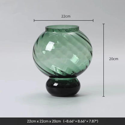 Twisted Gourd-Shaped Glass Vase with Stem Base – Decorative Vase for Home Decor