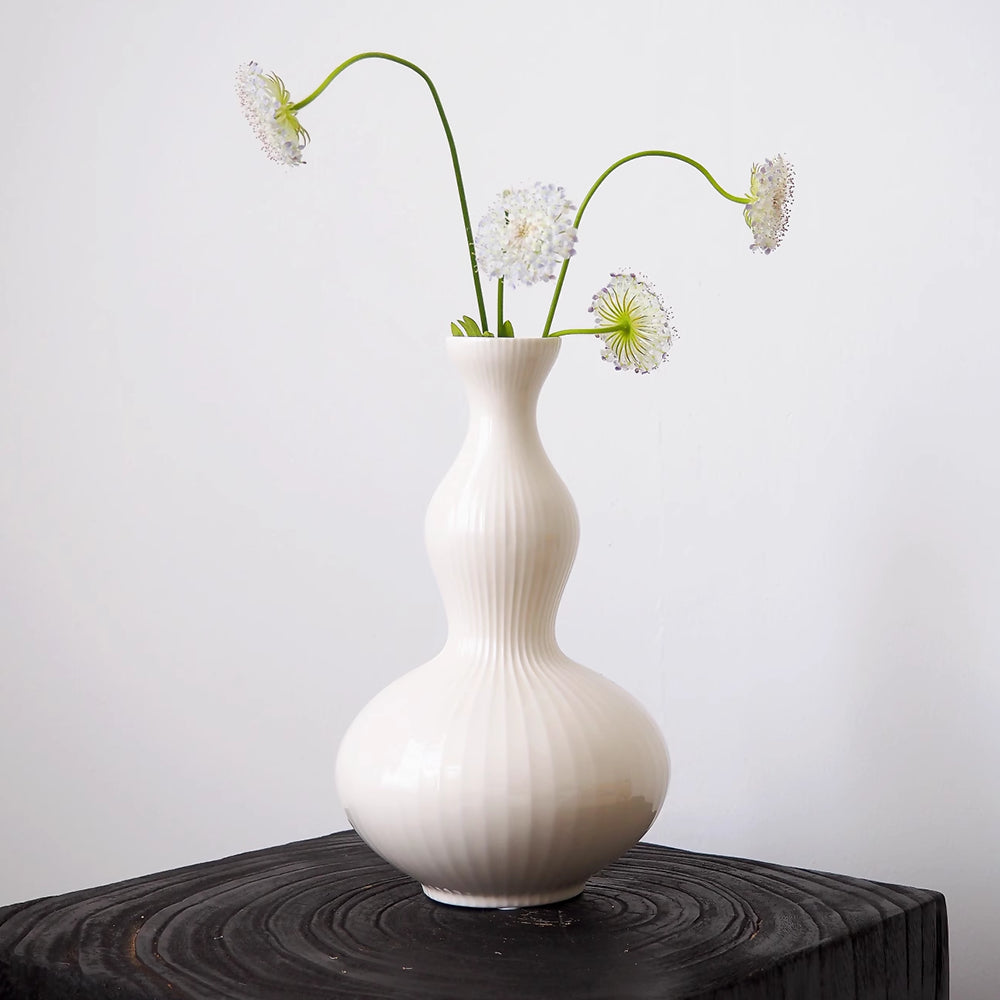 Handmade White Ceramic Vase - Minimalist Modern Flower Vase for Home Decor