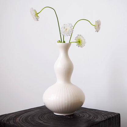 Handmade White Ceramic Vase - Minimalist Modern Flower Vase for Home Decor