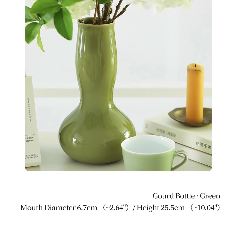 Modern Ceramic Gourd Vase - 10 Inch Glazed Flower Vessel for Home Decor